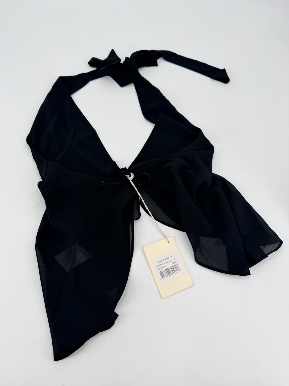 Peppermayo Black At Last Halter Neck Flyaway Top US 6 NEW - Picture 4 of 4